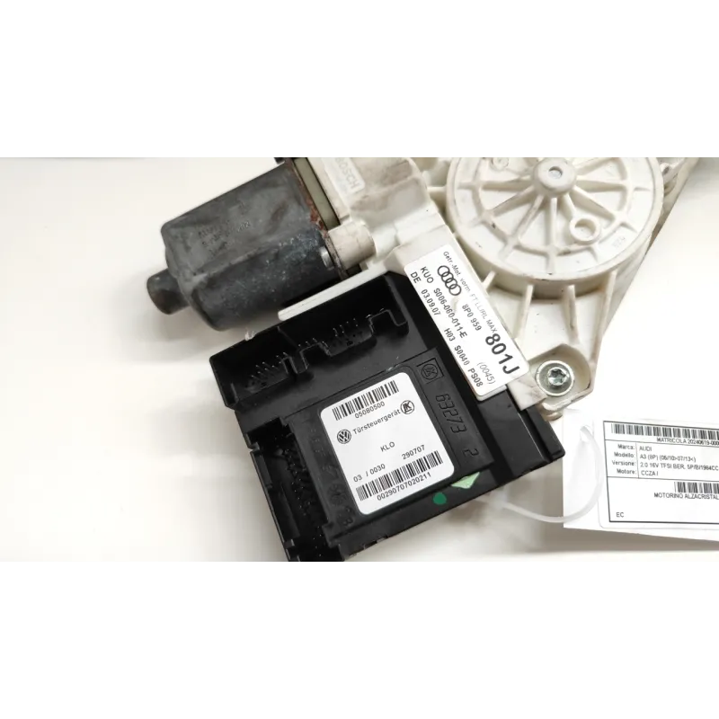 MOTORINO ALZACRISTALLO PORTA ANT. DX. AUDI A3 (8P) (05/10-07/13) 2.0 16V TFSI BER. 5P/B/1984CC