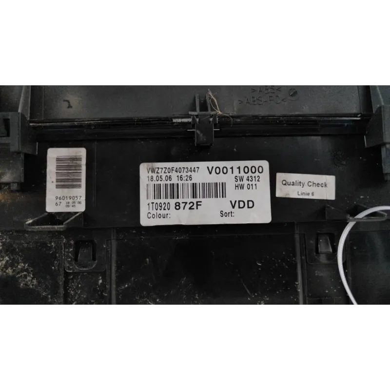 QUADRO STRUMENTI COMPL. VOLKSWAGEN TOURAN (1T) (02/03-11/10) 2.0 TDI MNV 5P/D/1968CC
