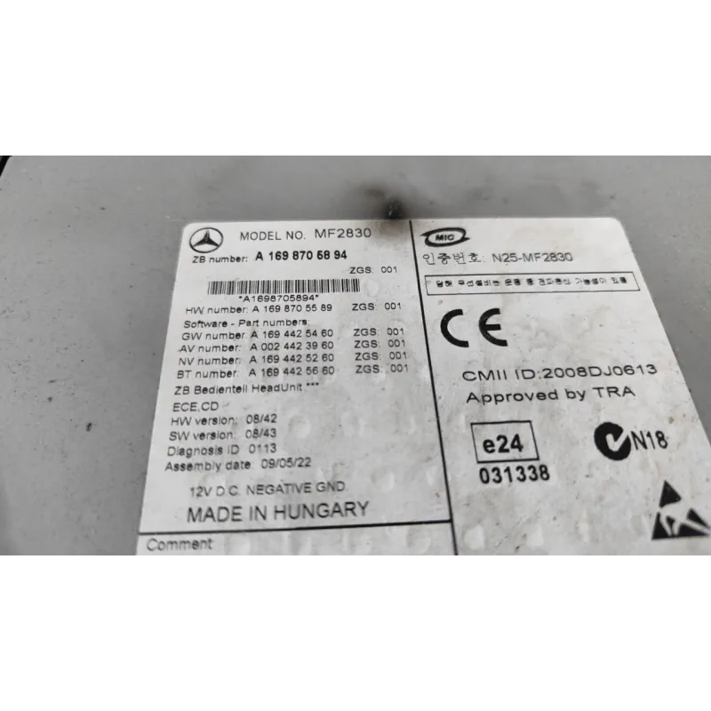 LUNOTTO P/AUTORADIO C/DVD NAVIGATORE MERCEDES-BENZ CLASSE A (W/C169) (07/04-04/13 150/160 BER. 5P/B/1497CC