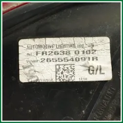 FANALE POSTERIORE ESTERNO SINISTRO RENAULT CLIO ANNO 2015 VER 1.5 DIESEL KW 55 COD MOT K9K9C6