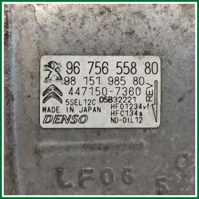 COMPRESSORE A/C PEUGEOT 3008 VER 1.5 KW 96 COD MOT YH01