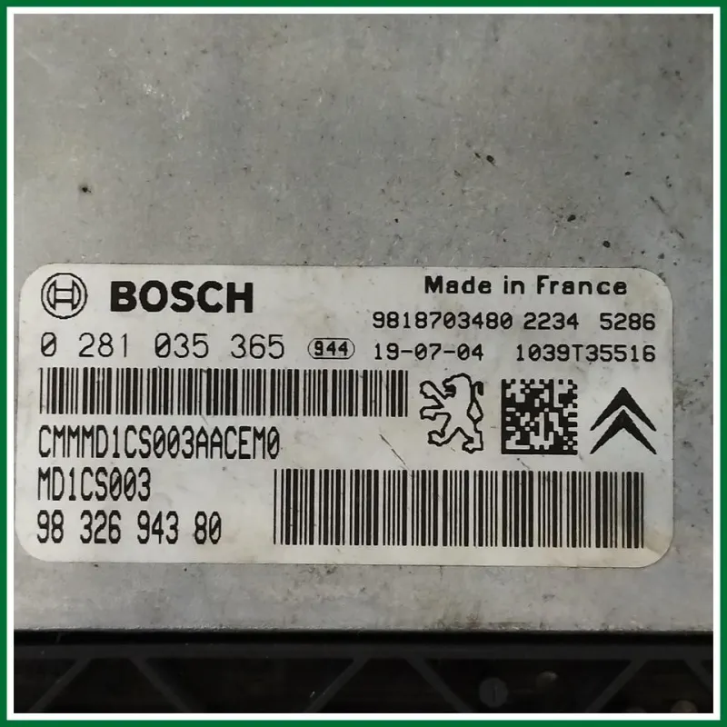 CENTRALINA MOTORE PEUGEOT 3008 2019 VER 1.5 KW 96 COD MOT YH01