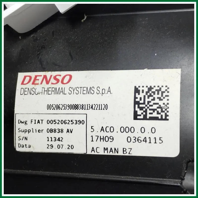 SCATOLA A/C C/BLOCCO COMANDI ABITACOLO DENSO FIAT PANDA HYBRID 2020 VER 1.0 KW 51 COD MOT 46341162