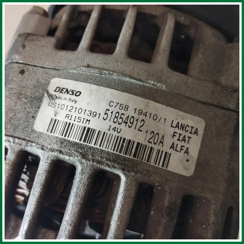 ALTERNATORE DENSO FIAT 500 ANNO 2010 1.2 70 KW DIESEL COD. MOTORE 199B1000