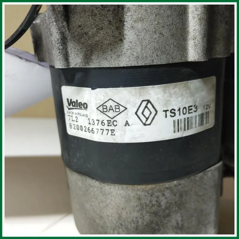 MOTORINO AVVIAMENTO VALEO DACA DUSTER 1°SERIE 2013 1.6 77 KW B/GPL COD MOTORE K4MH6