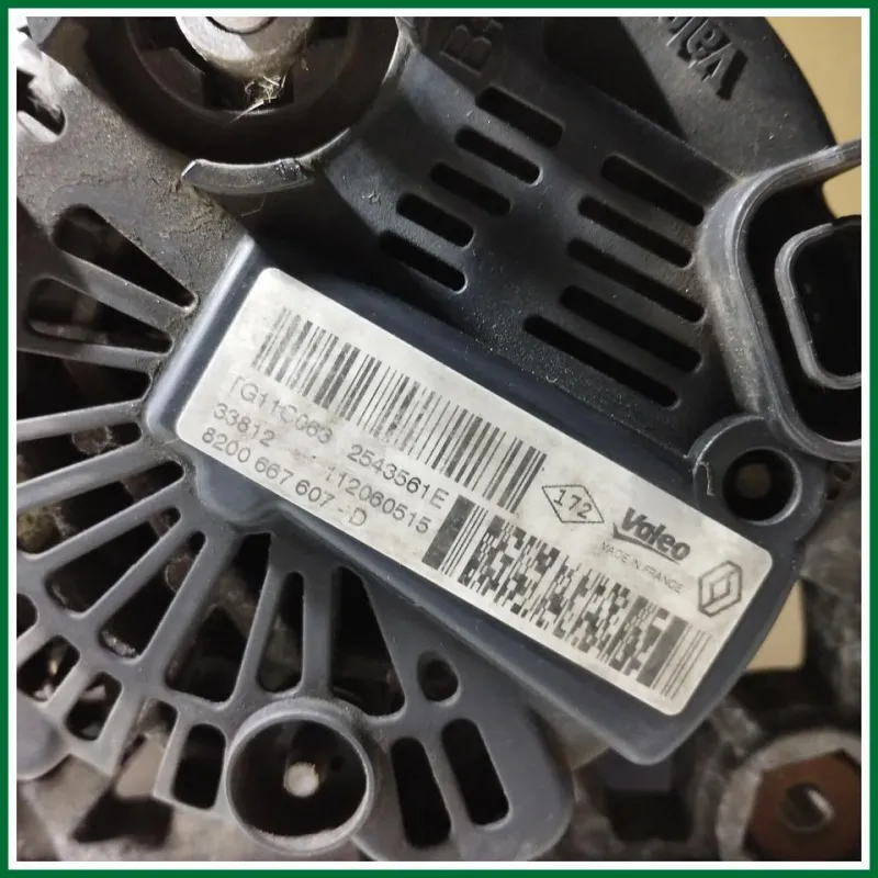 ALTERNATORE VALEO DACIA DUSTER 1°SERIE 1.6 77 KW B/GPL COD. MOTORE K4MH6