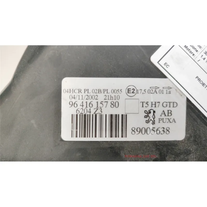 PROIETTORE C/FENDINEB. VALEO/AUTOM. SX. PEUGEOT 307 (04/01-12/06) 1.4 16V BER. 3P/B/1360CC