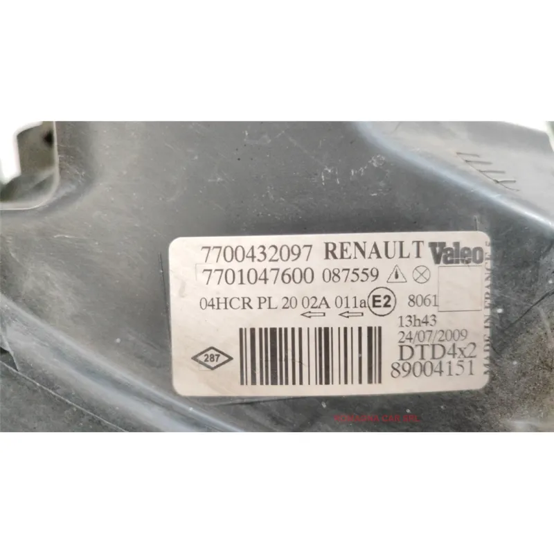 PROIETTORE DX. RENAULT SCENIC 2A SERIE (06/03-08/09) 1.4 16V MNV 5P/B/1390CC