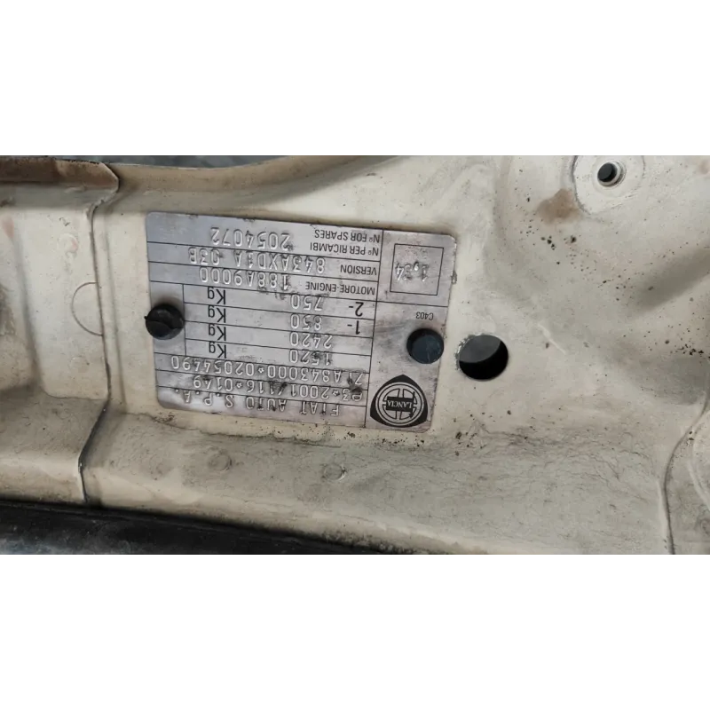 TRAVERSA ANT. INF. LANCIA YPSILON (TE) (06/03-09/06) 1.2 16V ARGENTO BER. 3P/B/1242CC